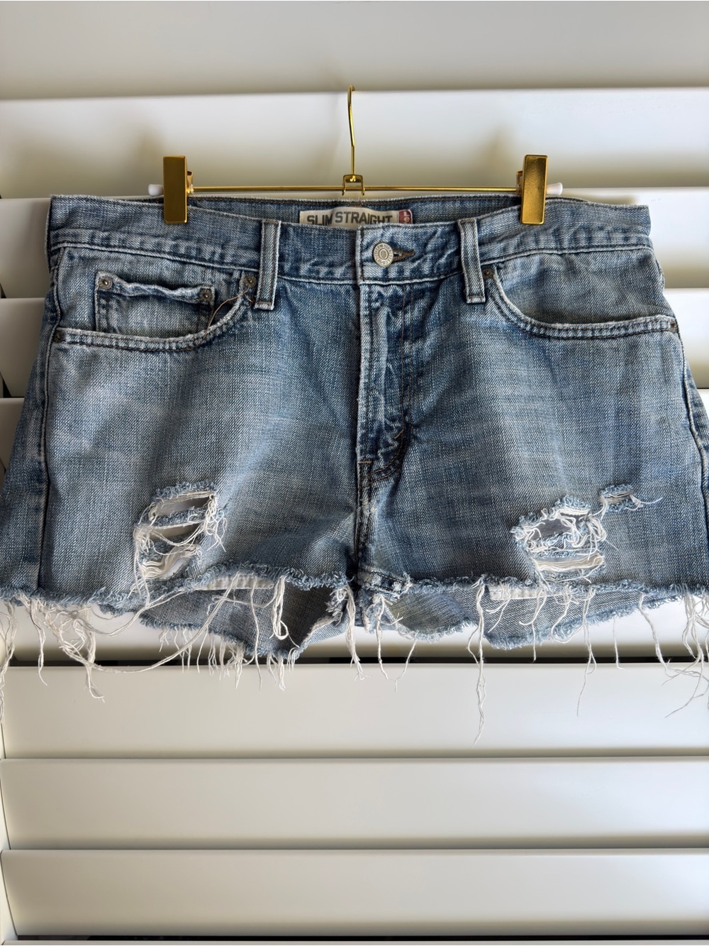 Levi's Light Blue Distressed Denim Cutoff Shorts